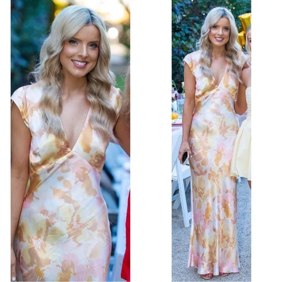 Bec And Bridge Indi V Maxi Dress In Floral Haze Size 6 - Picture 2 of 15